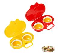 2PC Cufryna Cuiseur Oeuf Micro Ondes, Cufryna Cuit Oeuf Micro Onde, 2 Cavity Microwave Egg Poacher, Nonstick Poached Egg Maker With Lid, Moule à Vapeur, Antiadhésive Sans Huile (Jaune+Rouge)