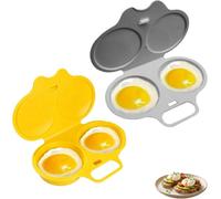 2PC Cufryna Cuiseur Oeuf Micro Ondes, Cuit Oeuf Micro Onde，Gray+Yellow | 2 Cavités Antiadhésives Cuisson,pocheuse à œufs pour micro-ondes,Microwave Egg Cooker for Kitchen Cooking Tool,Moule à Vapeur