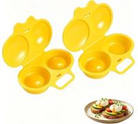 2PC Cuiseur Oeuf Micro Ondes, Cuit Oeuf Micro Onde, 2 Cavity Microwave Egg Poacher, Nonstick Poached Egg Maker With Lid, Moule à Vapeur, Antiadhésive Sans Huile