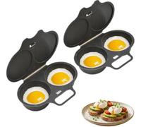 2PC Cuiseur Oeuf Micro Ondes, Cuit Oeuf Micro Onde, 2 Cavity Microwave Egg Poacher, Nonstick Poached Egg Maker With Lid, Moule à Vapeur, Antiadhésive Sans Huile