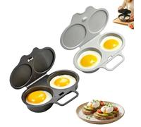 2PC Cuiseur Oeuf Micro Ondes,Cuit Oeuf Micro Onde,pocheuse à oeufs micro-onde,2 Cavity Microwave Egg Poacher,Nonstick Poached Egg Maker With Lid Moule à Vapeur,Antiadhésive Sans Huile，Dark Gray+Gray