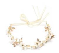 2pc Daisy Crystal Twisted Hairband With Side Tassel Decor Floral Headpiece For Bride Bridesmaid Princess(Color 02)