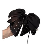 2pc Dot Pearl Hair Grab Clip Shark Pin Accessories For Women Large Big Bow Fashion Catches Vintage Designer(Black)