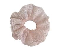 2pc Embroidered Lace Solid Color Large Intestine Scrunchie Simple And Gentle Women's Versatile Ball Hair Accessories(Pink)