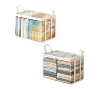 2PC Extra Large Clear Plastic Storage Bags, Heavy Duty Zip Up Clothes Storage Bags for Bedding, Duvet, Pillow & Moving, Reinforced Handles Wardrobe & Home (White)