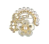 2pc Fashion Floral Brooch Accessory - Pearl-set Diamond Alloy Clothing Versatile Vintage Coat Fastening Pin(B225)