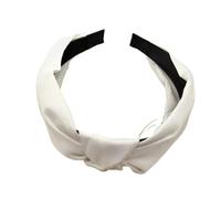 2pc Fashion Top Knot Satin Headbands Wide Fabric Makeup Hairbands For Women Girls Ladies Washing Hair Hoops Bezel Hair Accessories(White)