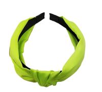 2pc Fashion Top Knot Satin Headbands Wide Fabric Makeup Hairbands For Women Girls Ladies Washing Hair Hoops Bezel Hair Accessories(Fluorescent Yellow)