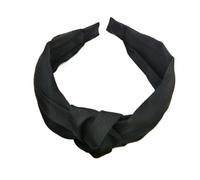 2pc Fashion Top Knot Satin Headbands Wide Fabric Makeup Hairbands For Women Girls Ladies Washing Hair Hoops Bezel Hair Accessories(Black)