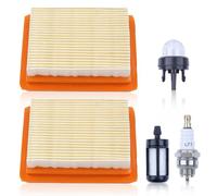 2PC Filtre à air pour Stihl FS120 FS200 FS250 FS300 FS350 FS400 FS450 avec Bougie d'allumage Filtre à essence Pompe d'amorce Tondeuse à gazon 4134 141 0300