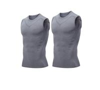 2PC Gilets Hommes T-Shirt Ventre contrôle T-Shirt Compression Maillot de Corps Shapewear Body sous-vêtements Amincissants Haut