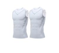 2PC Gilets Hommes T-Shirt Ventre contrôle T-Shirt Compression Maillot de Corps Shapewear Body sous-vêtements Amincissants Haut