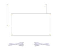 2Pc Grandes Bannières Vierges Blanche, Banderole Personnalisée, 180x100cm, Banniere Vierge a Peindre avec Corde de Suspension 6m, Banderole Blanc pour Intérieur Extérieur Affichage Activités Bricolage