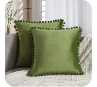 2Pc Housse Coussin 45 x 45 cm en Velours Doux Decoration Salon Chambre Bebe Fille Housse de Coussin Canape Carré Design Decoratif