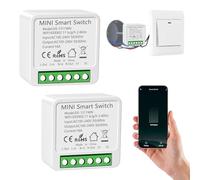 2PC Interrupteur WIFI, Interrupteur Connecté Compatible avec Alexa, Alexa Interrupteure Lampe avec Tuya Smart Life APP, Montage Encastré Dans le Socle, 2 Voies, Conducteur Neutre Nécessaire