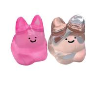 2PC Kawaii Bunny Mochi Squishy Toy - Lapin Taba Squishies Soft Squeeze Jouet - Mignon Animaux Sensorielles Fidget Boules Squeeze Boules Anti-Stress Jouets pour Enfants et Adultes (Rose+Transparent)