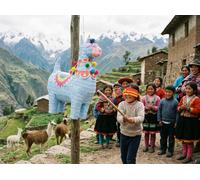 2pc Lama Ensemble Piñata et Bandeau Bleu Enfants Fête d'Anniversaire Jeu