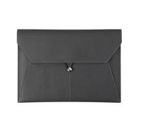 2pc Large Capacity A4 Business Leather Document Bag Waterproof Thickened Storage Data Portable Simple File Material(Black)