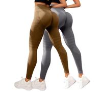 2PC Leonie & Co Leggings 3D Anti Cellulite Femme Compression Minceur Taille Haute sans Couture Pantalon de Sport Yoga Fitness Sculptant Push-up Opaque Yoga Fitness Pantalon
