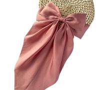 2pc Long Big Bow Float Satin Clips Back Head Hair Clip Internet Red With The Same Temperament Elegant Accessories Gifts(Pink)