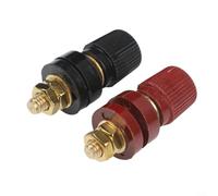 2PC M6 Bornier Bornier de Bornier en Alliage de Laiton pour Machine à Souder, Générateur de Charge, Panneau Solaire - 85A, 220V-380V, Rouge/Noir