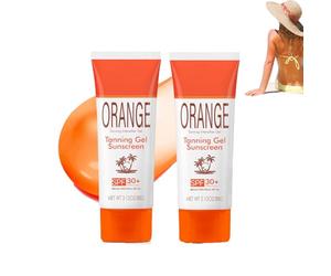 2PC Orange Tanning Gel with SPF 30, Intensive Tanning Gel for Face & Body, Effective in Solariums and Outdoors, Sun Protection