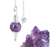 2PC Pendule Divinatoire de Radiesthésie en Améthyst,Pendule Sephoroton en Pierre D’Améthyste Naturelle,Pendule en Pierre de Guérison,Pendule Chakra Divinatoire pour Reiki Guérison Méditation,Améthyst