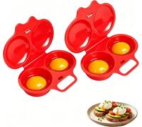 2PC Pocheuses à œufs Micro-ondes, Moule à Vapeur, Cuit Oeuf Micro Onde, 2 Cavity Microwave Egg Poacher, Double Tasse avec Fermeture Cuit Oeufs, Oeuf Poché Moule à Vapeur, Antiadhésive Sans Huile