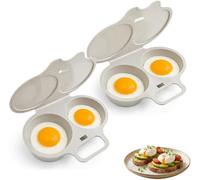 2PC Pocheuses à œufs Micro-ondes, Moule à Vapeur, Cuit Oeuf Micro Onde, 2 Cavity Microwave Egg Poacher, Double Tasse avec Fermeture Cuit Oeufs, Oeuf Poché Moule à Vapeur, Antiadhésive Sans Huile