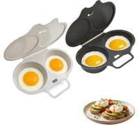 2PC Pocheuses à œufs Micro-ondes, Moule à Vapeur, Cuit Oeuf Micro Onde, 2 Cavity Microwave Egg Poacher, Double Tasse avec Fermeture Cuit Oeufs, Oeuf Poché Moule à Vapeur, Antiadhésive Sans Huile