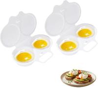 2PC Pocheuses à œufs Micro-ondes, Moule à Vapeur, Cuit Oeuf Micro Onde, 2 Cavity Microwave Egg Poacher, Double Tasse avec Fermeture Cuit Oeufs, Oeuf Poché Moule à Vapeur, Antiadhésive Sans Huile