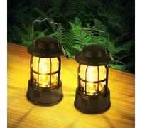 2pc Retro Camping Lamp,Led Camping Lantern,Ipx4 Waterproof Camping Light,Adjustable Brightness,Portable Battery Powered Camping Lamp For Fishing Garden Camping Hiking