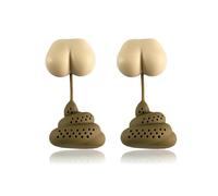 2PC Reusable Silicone Tea Infuser Creative Poop Shaped Funny Herbal Tea Coffee Filter Diffuser Stra