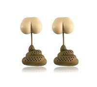 2pc Reusable Silicone Tea Infuser Poop Shaped Funny Herbal Tea Coffee Filter Diffuser Strainer Acce