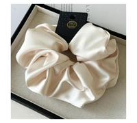2pc Satin Silk Like Hair Scrunchies Black Big Ties Scrunchie Solid Color Accessories Scrunch Headbands For Women(Beige)