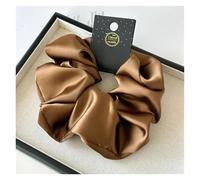 2pc Satin Silk Like Hair Scrunchies Black Big Ties Scrunchie Solid Color Accessories Scrunch Headbands For Women(Coffee)