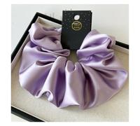 2pc Satin Silk Like Hair Scrunchies Black Big Ties Scrunchie Solid Color Accessories Scrunch Headbands For Women(Purple)