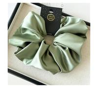 2pc Satin Silk Like Hair Scrunchies Black Big Ties Scrunchie Solid Color Accessories Scrunch Headbands For Women(Dark green)