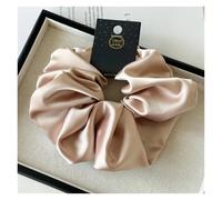 2pc Satin Silk Like Hair Scrunchies Black Big Ties Scrunchie Solid Color Accessories Scrunch Headbands For Women(Khaki)