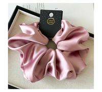 2pc Satin Silk Like Hair Scrunchies Black Big Ties Scrunchie Solid Color Accessories Scrunch Headbands For Women(Pink)
