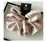 2pc Satin Silk Like Hair Scrunchies Black Big Ties Scrunchie Solid Color Accessories Scrunch Headbands For Women(Light pink)