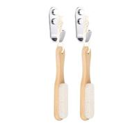 2pc Scrub Pumice Stone Foot Callus Remover Manual Scrubber Wooden Handle Natural Wood Design Tool Pour éliminer les callosités