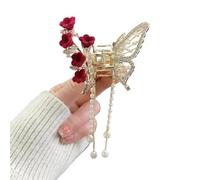 2pc Shark Crab Clips Hairpin Hair Accessories Women Crystal Simple Clip Butterfly Pearl Tassel(Color3)