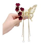 2pc Shark Crab Clips Hairpin Hair Accessories Women Crystal Simple Clip Butterfly Pearl Tassel(Color15)