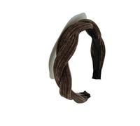 2pc Simple Wide Side Edge Fabric Hair Band Women Fashion Retro Braided Headband Solid Knot Hoop Girls Hair Accessories(Dark brown)