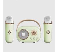 (2pc Speaker,Green)Bluetooth Speaker With 1-2 Wireless Microphone Support Karaoke TF Card FM Play HIFI Bass Handsfree Call Children's Birthday Gift