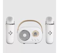 (2pc Speaker,White)Bluetooth Speaker With 1-2 Wireless Microphone Support Karaoke TF Card FM Play HIFI Bass Handsfree Call Children's Birthday Gift