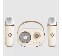 (2pc Speaker,Yellow)Bluetooth Speaker With 1-2 Wireless Microphone Support Karaoke TF Card FM Play HIFI Bass Handsfree Call Children's Birthday Gift