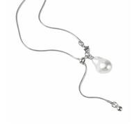 2pc Stainless Steel Decorative Necklace Long Chain Pearls Sweater Adjustable Clothing Pendant
