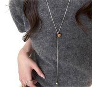 2pc Stainless Steel Long With Pearls Necklace For Women Adjustable Chain Sweater Accessories Fashion Jewelry(77943 Alloy)